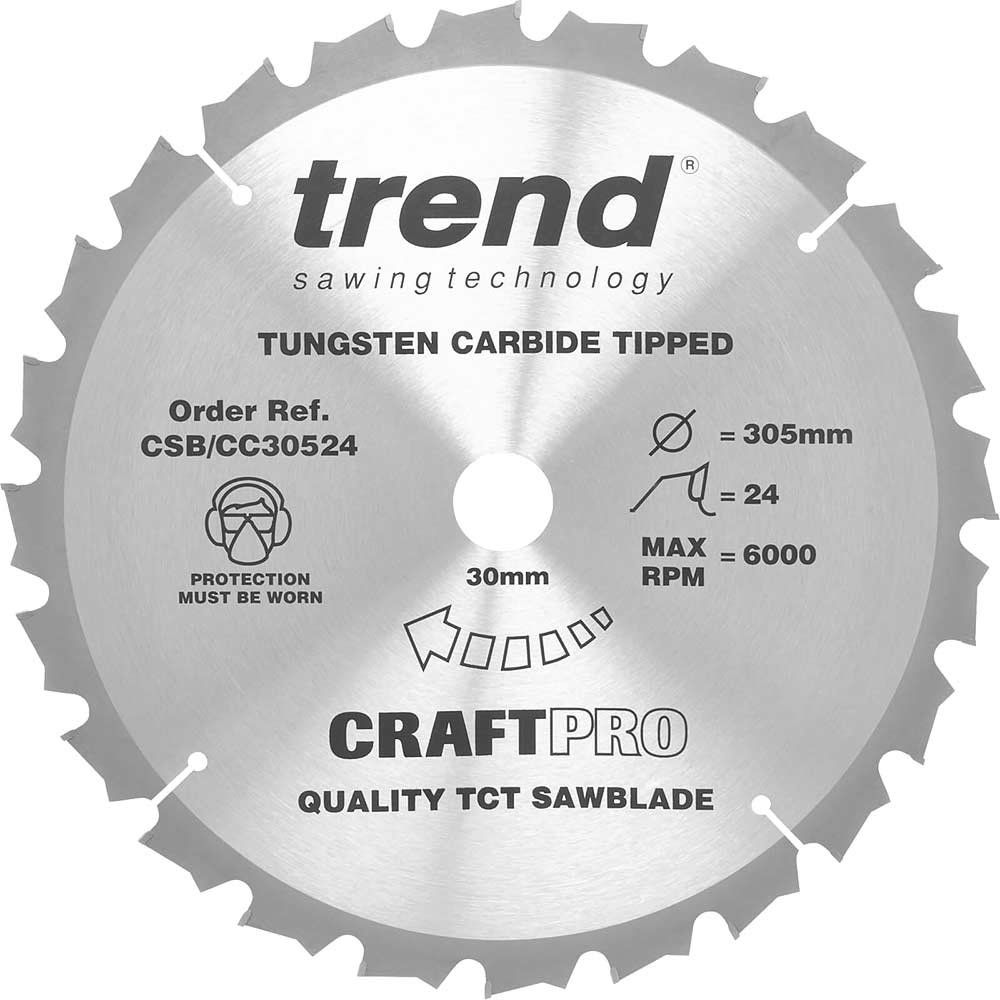 Trend CRAFTPRO Wood Cutting Mitre Saw Blade 305mm 24T 30mm - Image 1