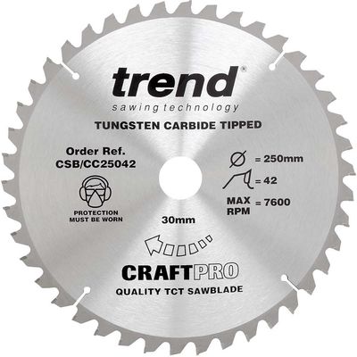 Trend Craft Saw Blade Crosscut 250Mm X 42 Teeth X 30Mm Pk 1 CSB/CC25042