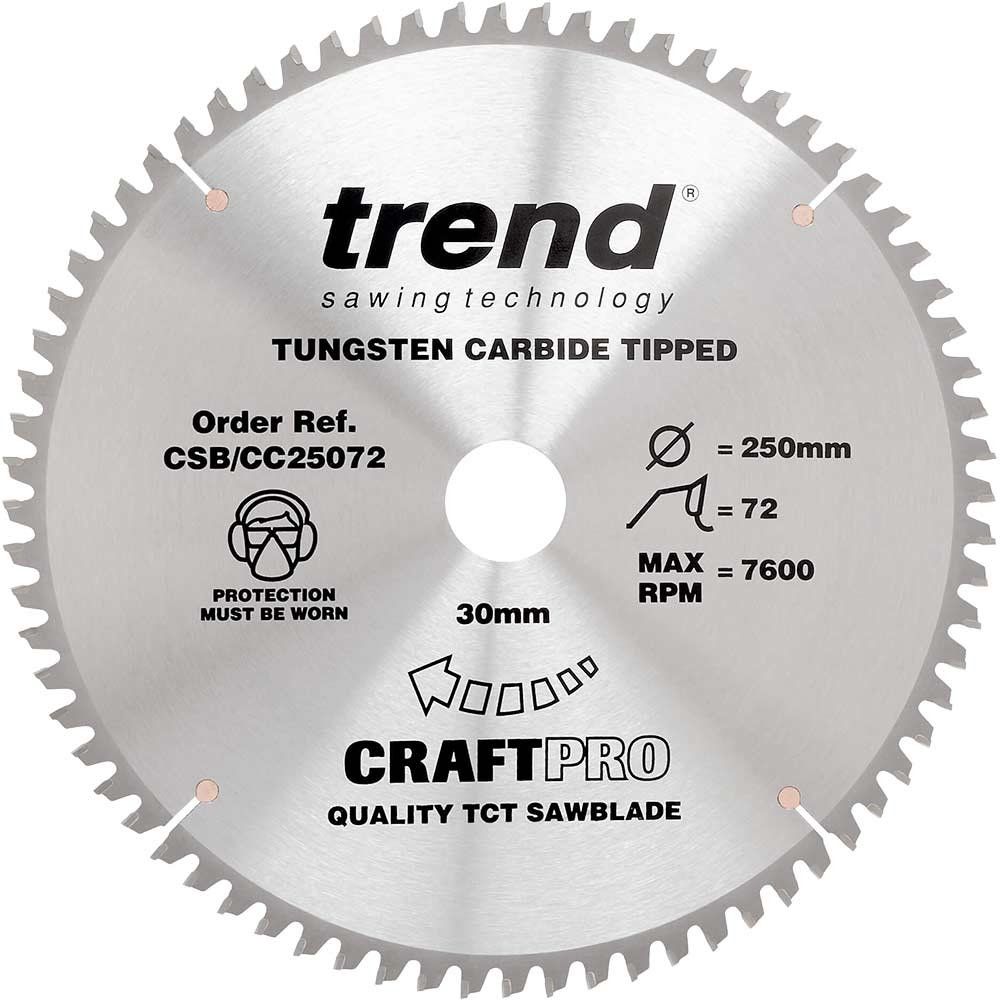 Trend Craft Saw Blade Crosscut 250Mm X 72 Teeth X 30Mm Pk 1 CSB/CC25072 - Image 1