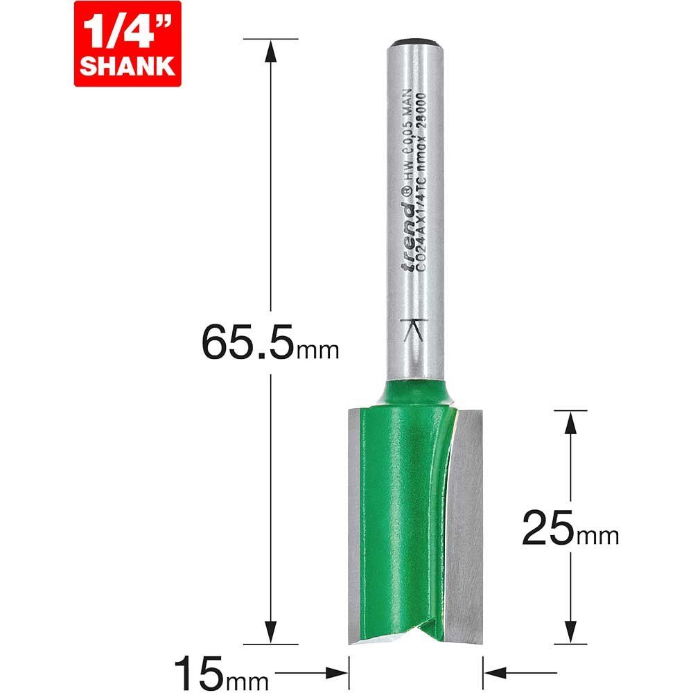 Trend C024AX1/4TC C024A X 1/4 Tct Two Flute Cutter 15.0 X 25.4Mm - Image 1