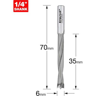 Trend Dowel Drill 6Mm X 35Mm Cut Pk 1 C175X1/4TC