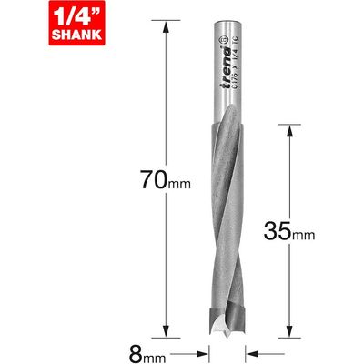 Trend Dowel Drill 8Mm X 35Mm Cut Pk 1 C176X1/4TC