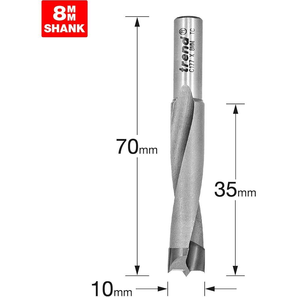 Trend Dowel Drill 10Mm Diameter X 35Mm Pk 1 C177X8MMTC - Image 1