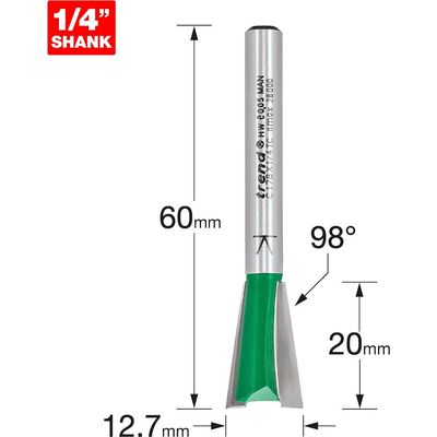 Trend Dovetail 12.7Mm X 98 Degrees X 20Mm Cut Pk 1 C178X1/4TC
