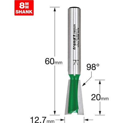 Trend Dovetail 12.7Mm X 98 Degrees X 20Mm Cut Pk 1 C178X8MMTC