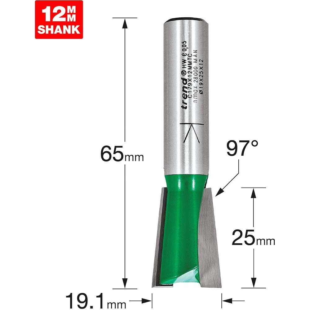 Trend Dovetail 19.1Mm X 97 Degrees X 25Mm Cut Pk 1 C179X12MMTC - Image 1