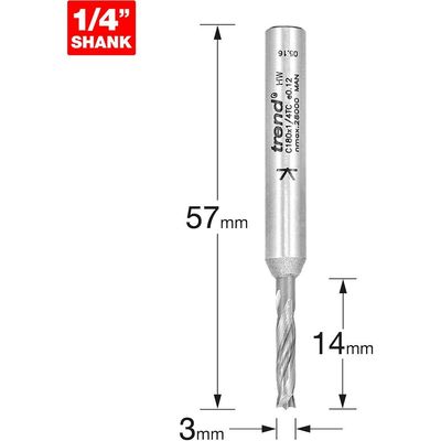Trend Dowel Drill 3Mm X 14Mm Cut Pk 1 C180X1/4TC