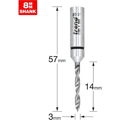 Trend CRAFTPRO Router Dowel Drill 3mm 14mm 8mm