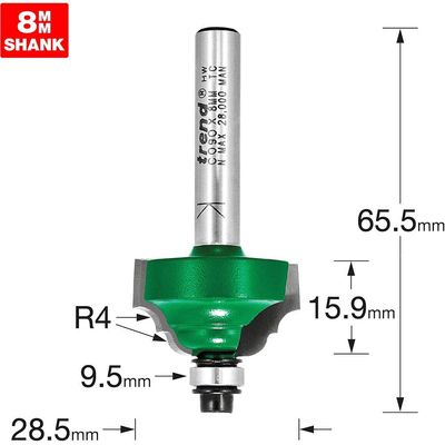 Trend CRAFTPRO Bearing Guided Classic Ogee Router Cutter 4mm 15.9mm 8mm