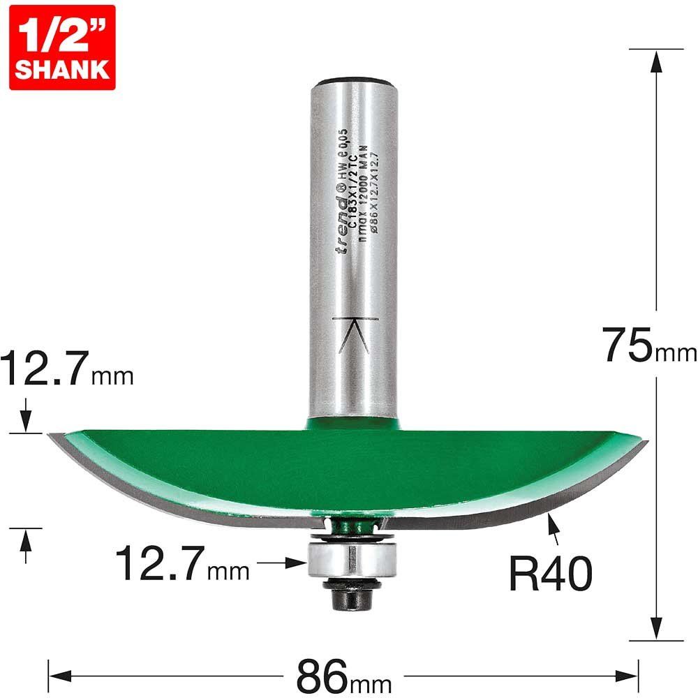 Trend Bearing Guided 40Mm Radius Panel Raiser Pk 1 C183X1/2TC - Image 1