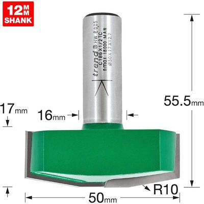 Trend Bevel Panel Raiser 10 Degrees 50Mm Diameter Pk 1 C186X1/2TC