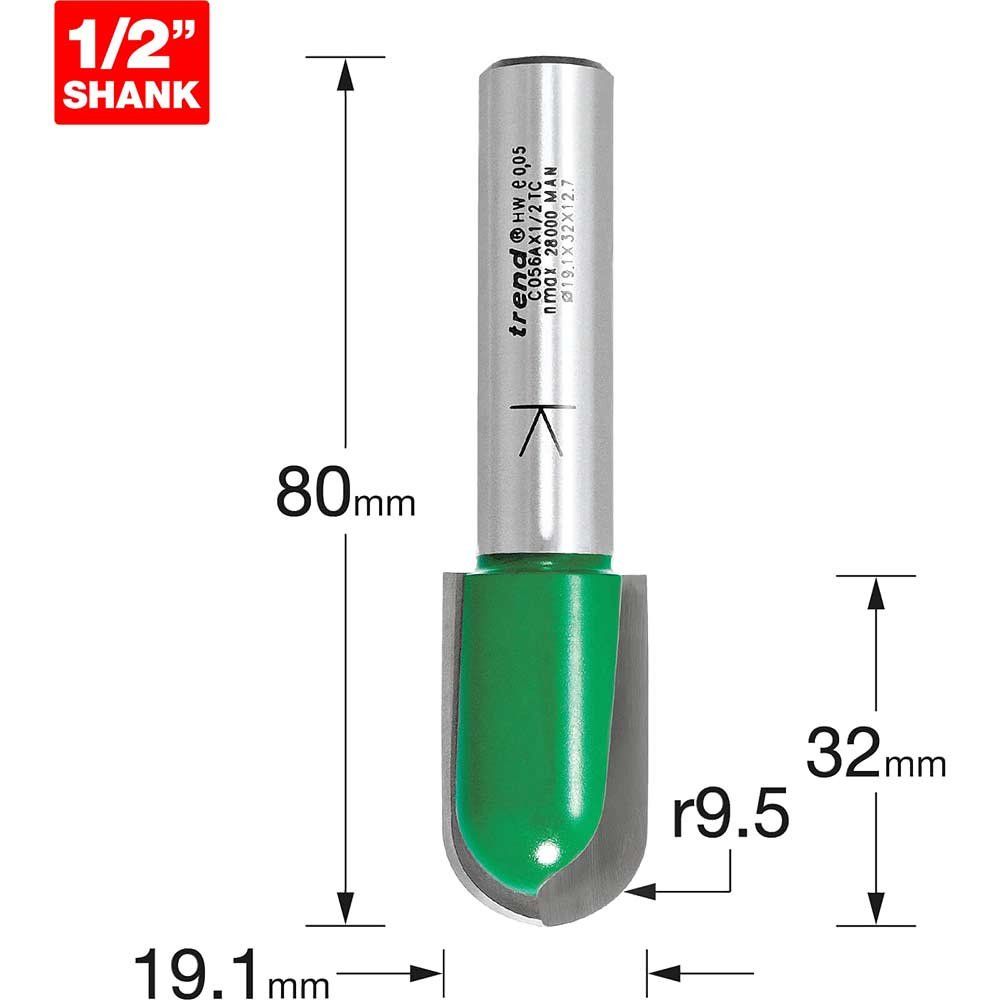 Trend C056AX1/2TC C056A X 1/2 Tct Radius Cove Cutter 9.5Mm Radius - Image 1