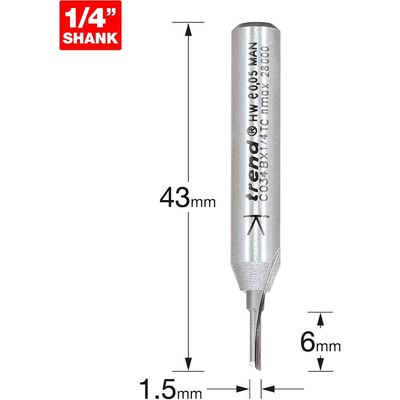 Trend One Flute 1.5Mm Diameter X 6Mm Cut Pk 1 C034BX1/4TC