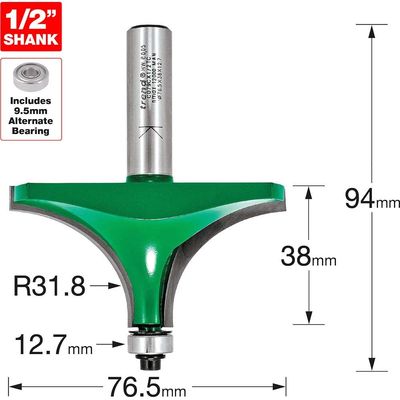 Trend Bearing Guided Round Over Ovolo 31.8Mm Radius Pk 1 C079CX1/2TC