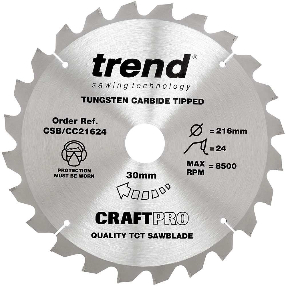 Trend Craft Saw Blade Crosscut 216Mm X 24 Teeth X 30Mm Pk 1 CSB/CC21624 - Image 1