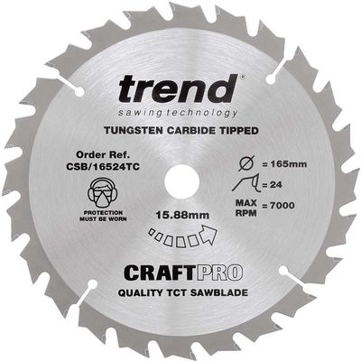 Trend Craft Saw Blade 165Mm X 24 Teeth X 15.88 Thin Pk 1 CSB/16524TC