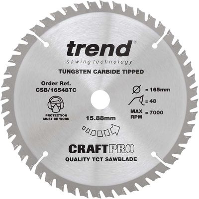 Trend Craft Saw Blade 165Mm X 48 Teeth X 15.88 Thin Pk 1 CSB/16548TC