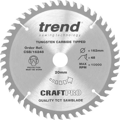 Trend Craft Saw Blade 162Mm X 48T X 20Mm Pk 1 CSB/16248