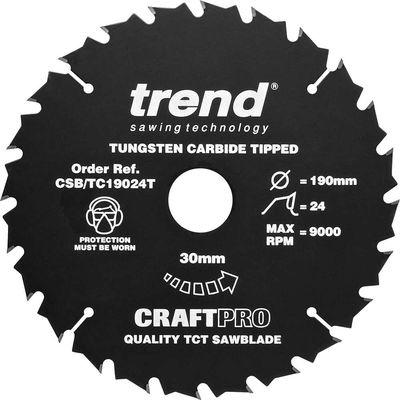 Trend Craft Saw Blade 190Mm X 24 Teeth X 30Mm Thin Pk 1 CSB/TC19024T