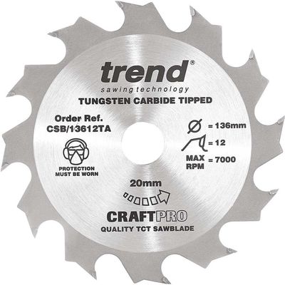 Trend Craft Saw Blade 136 X 12 Teeth X 20 Thin Pk 1 CSB/13612TA