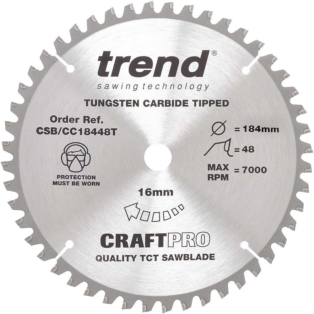 Trend Craft Anti Kickback Thin Kerf Circular Saw Blade 184mm 48T 16mm - Image 1