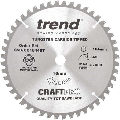 Trend Craft Anti Kickback Thin Kerf Circular Saw Blade 184mm 48T 16mm