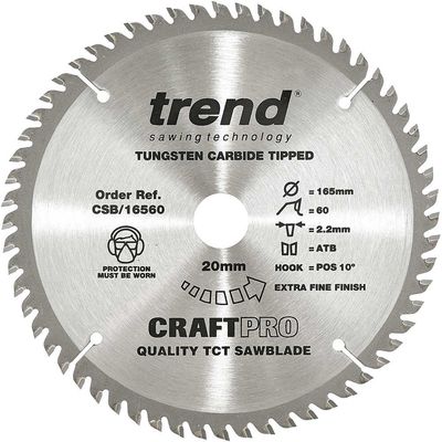 Trend Craft Saw Blade 165Mm X 60 Teeth X 20Mm Pk 1 CSB/16560