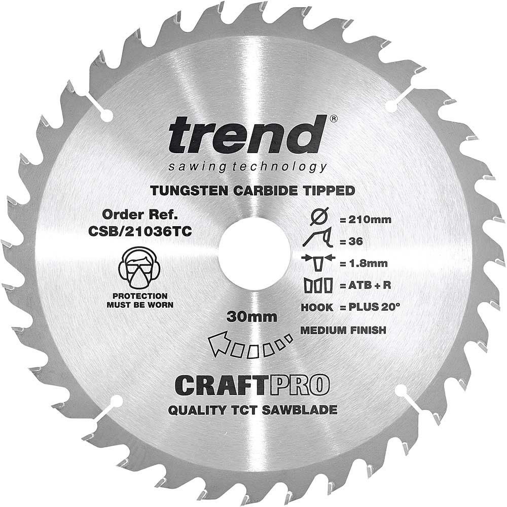 Trend Craft Saw Blade 210Mm X 36 Teeth X 30 X 1.8 For Dcs7485 Pk 1 CSB/21036TC - Image 1