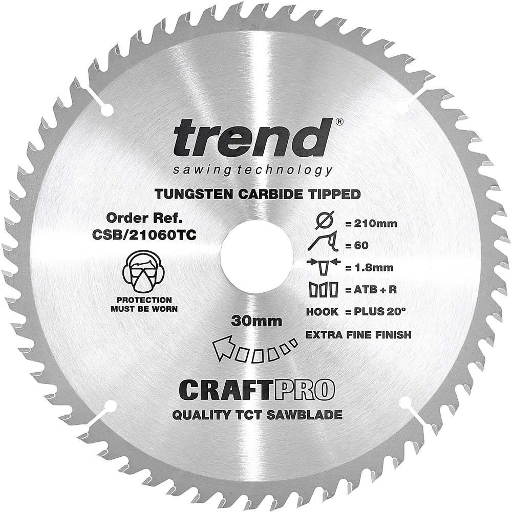 Trend Craft Saw Blade 210Mm X 60 Teeth X 30 X 1.8 For Dcs7485 Pk 1 CSB/21060TC - Image 1