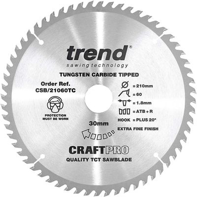 Trend Craft Saw Blade 210Mm X 60 Teeth X 30 X 1.8 For Dcs7485 Pk 1 CSB/21060TC