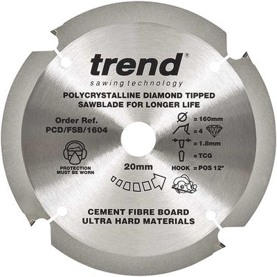 Trend Fibreboard Sawblade Pcd 160Mm X 4T X 20Mm Pk 1 PCD/FSB/1604