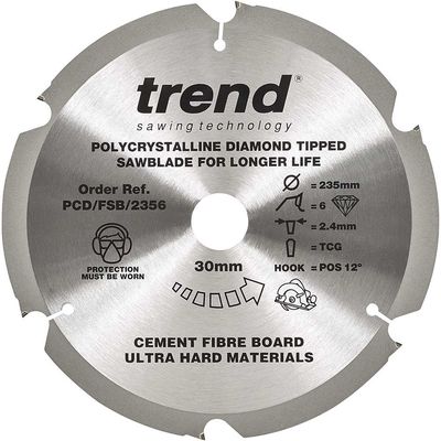 Trend Fibreboard Sawblade Pcd 235Mm X 6T X 30Mm Pk 1 PCD/FSB/2356
