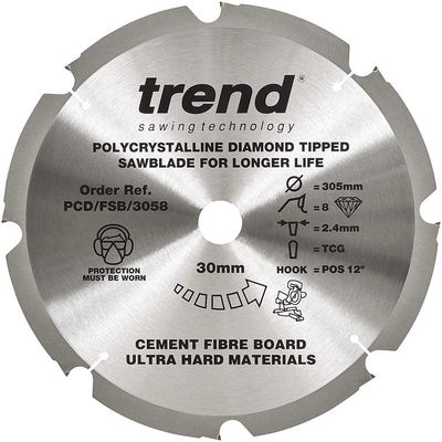 Trend Fibreboard Sawblade Pcd 305Mm X 8T X 30Mm Pk 1 PCD/FSB/3058