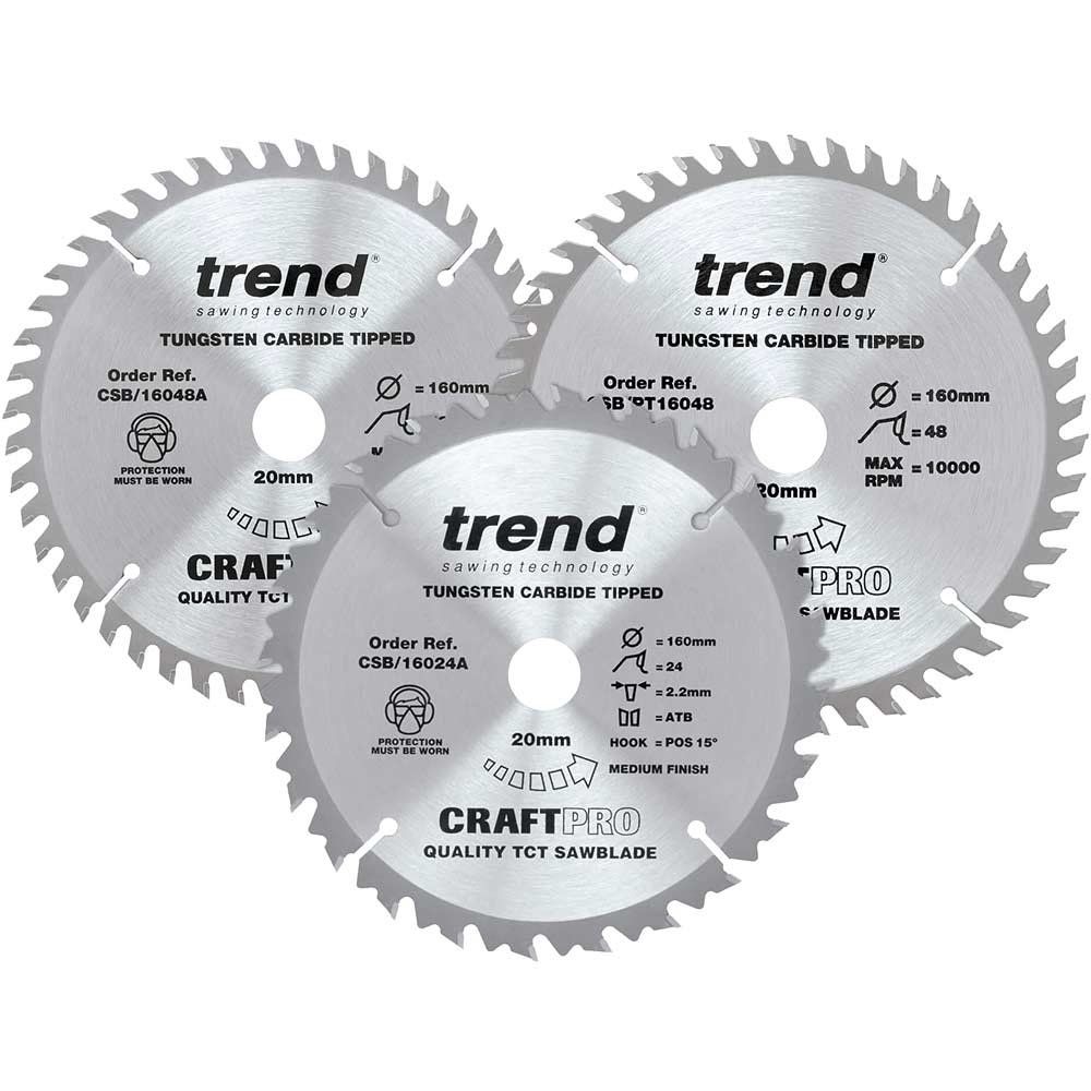 Trend 160Mm Craft Saw Blade Triple Pack Pack 1 CSB/160/3PK/A - Image 1