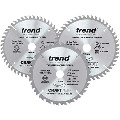 Trend 160Mm Craft Saw Blade Triple Pack Pack 1 CSB/160/3PK/A