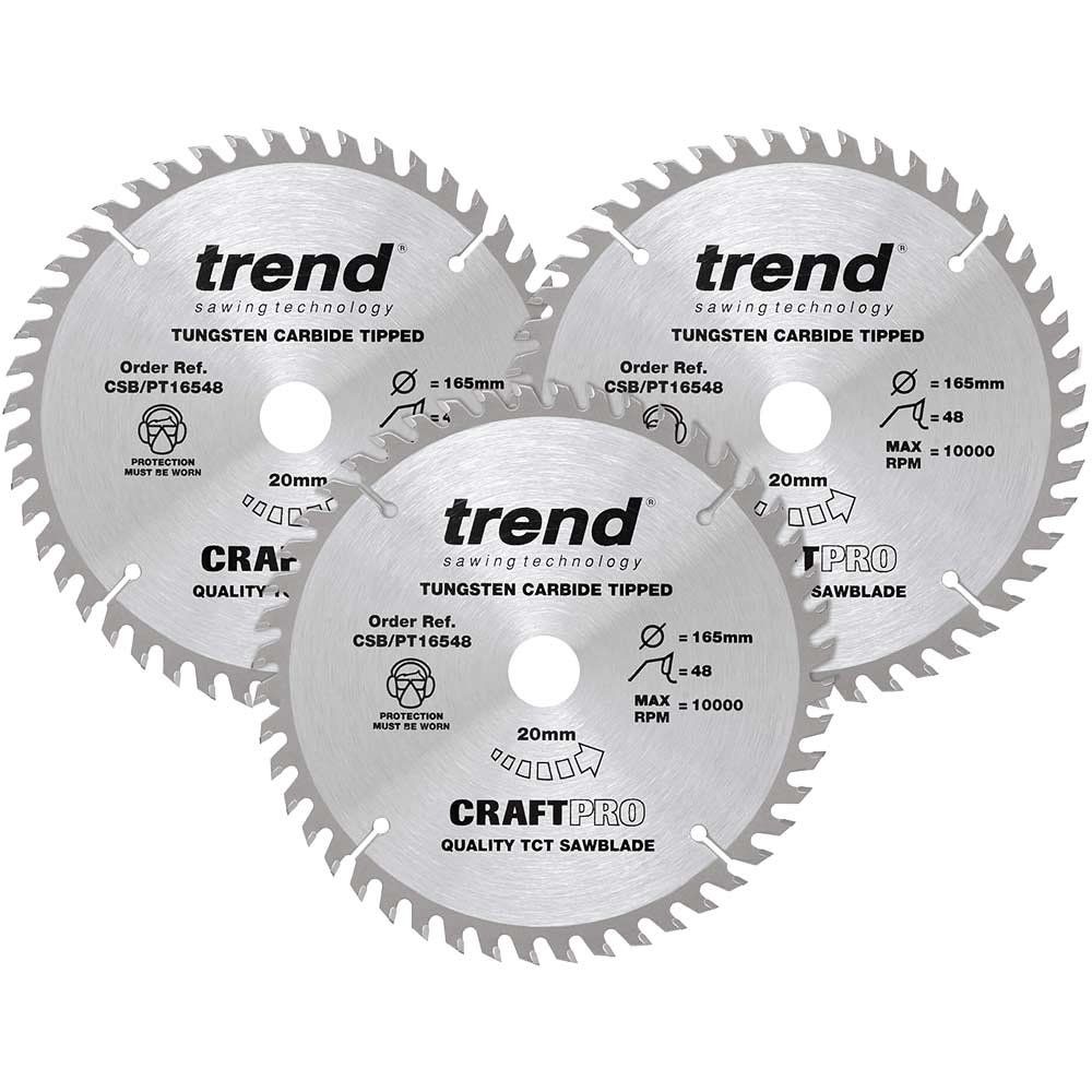 Trend CSB/PT165/3PK 160mm 48T Circular Saw Blade PT Triple Pack - Image 1