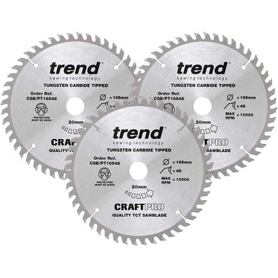Trend CSB/PT165/3PK 160mm 48T Circular Saw Blade PT Triple Pack