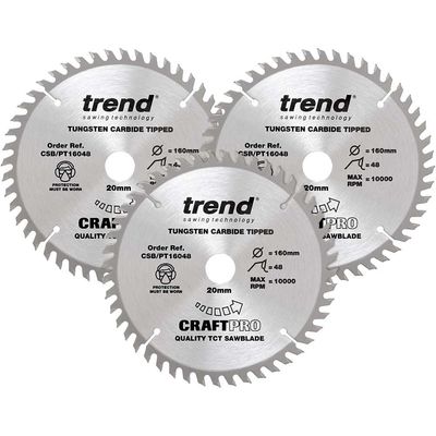 Trend 160Mm Panel Trim Craft Saw Blade Triple Pack Pack 1 CSB/PT160/3PK