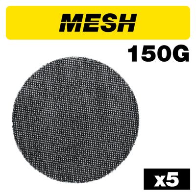 Trend Mesh Random Orbital Sanding Disc 5Pc 125Mm 150 Grit Pk 1 AB/125/150M