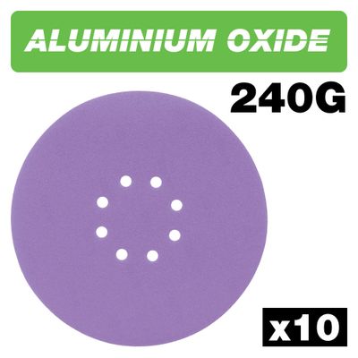 Trend Aluminium Oxide Random Orbital Sanding Disc 240 Grit 225Mm 10Pc Pk 1 AB/225/240A