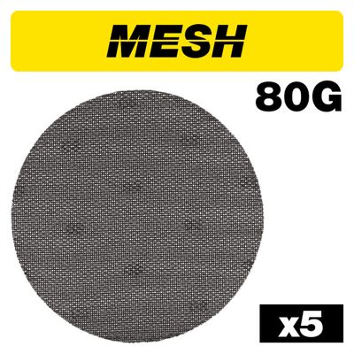 Trend Mesh Random Orbital Sanding Disc 5Pc 225Mm 80 Grit Pk 1 AB/225/80M