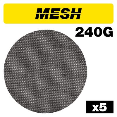 Trend Mesh Random Orbital Sanding Disc 5Pc 225Mm 240 Grit Pk 1 AB/225/240M