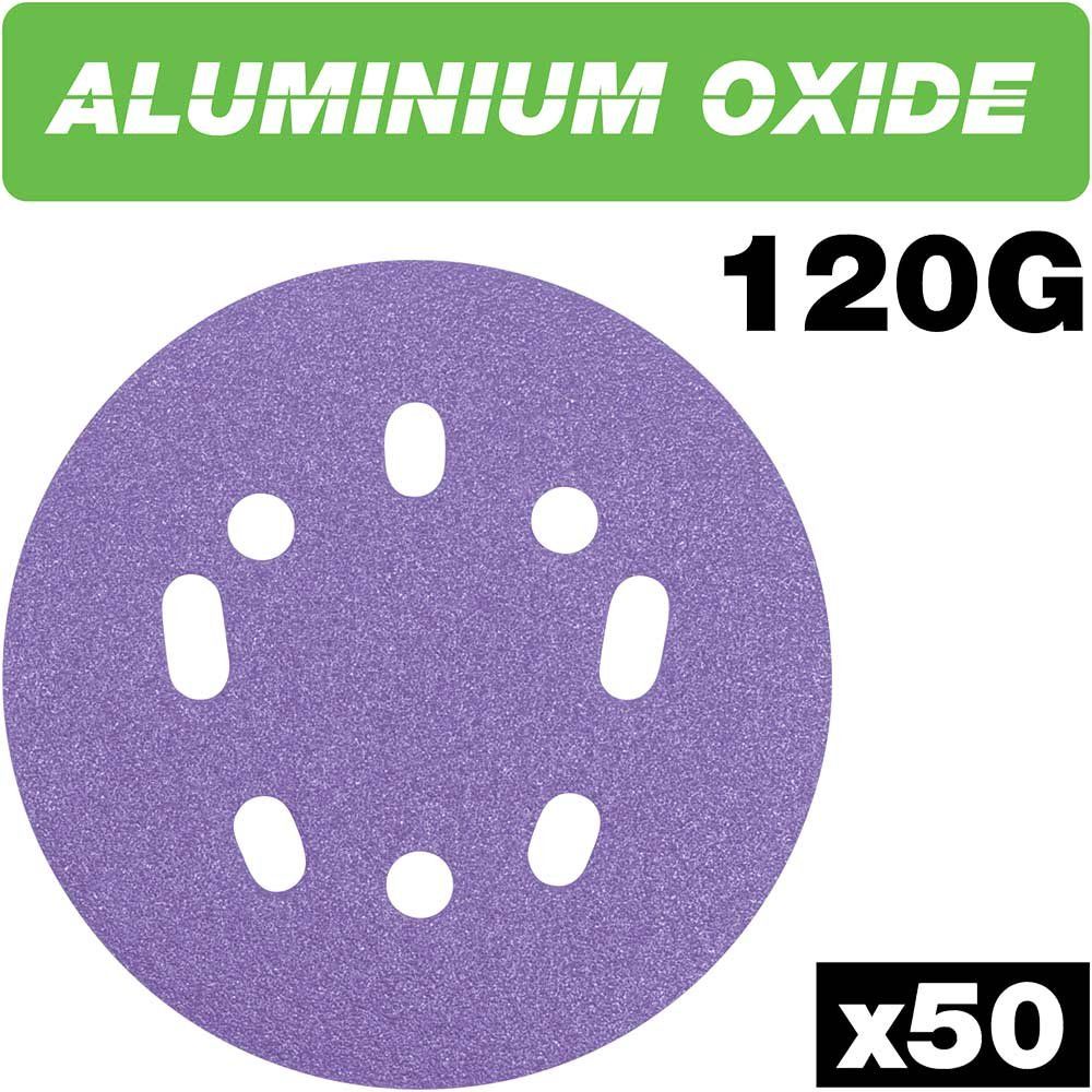Trend Aluminium Oxide Random Orbital Sanding Disc 125mm 125mm 120g Pack of 50 - Image 1
