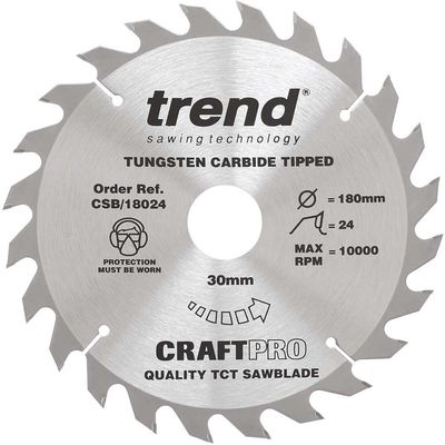 Trend Craft Saw Blade 180Mm X 24 Teeth X 30Mm Pk 1 CSB/18024