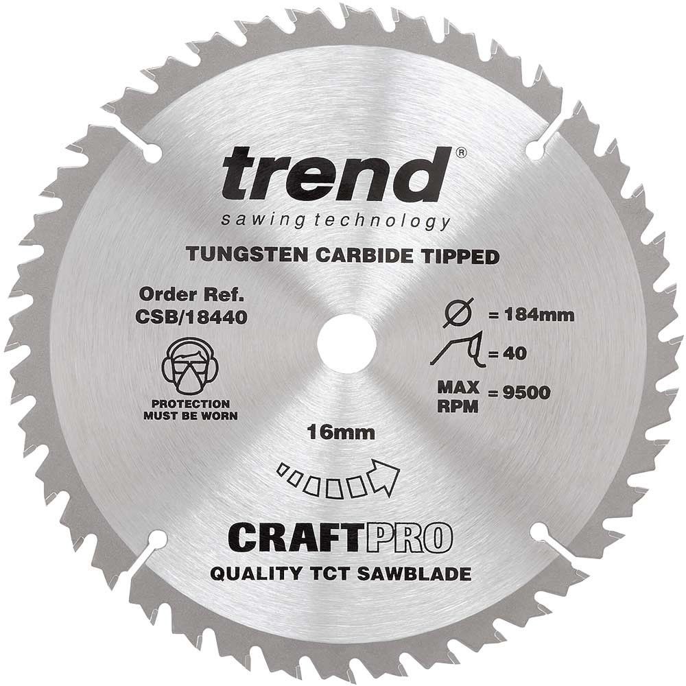 Trend Craft Saw Blade 184Mm X 40 Teeth X 16Mm Pk 1 CSB/18440 - Image 1