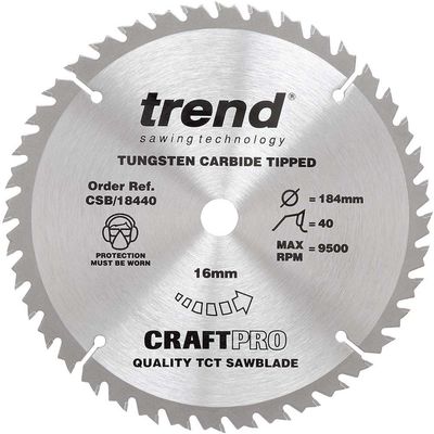 Trend Craft Saw Blade 184Mm X 40 Teeth X 16Mm Pk 1 CSB/18440