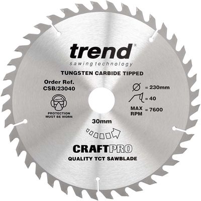 Trend Craft Saw Blade 230Mm X 40 Teeth X 30Mm Pk 1 CSB/23040