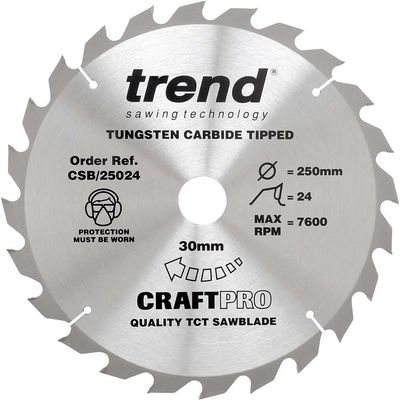 Trend Craft Saw Blade 250Mm X 24 Teeth X 30Mm Pk 1 CSB/25024