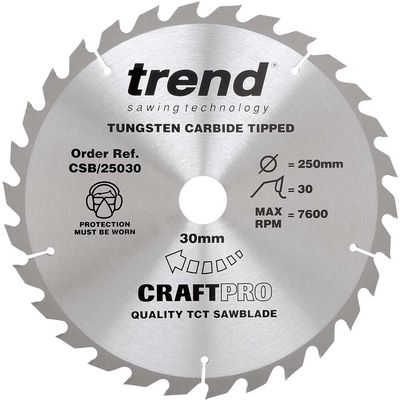 Trend Craft Saw Blade 250Mm X 30 Teeth X 30Mm Pk 1 CSB/25030