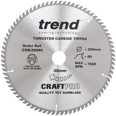 Trend Craft Saw Blade 250Mm X 80 Teeth X 30Mm Pk 1 CSB/25080
